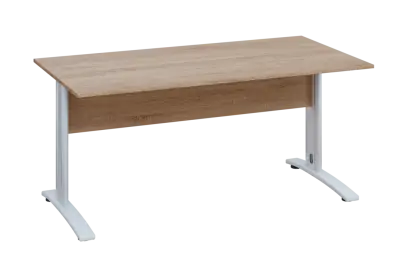 EPK 18 - 16 stůl kancelářský, kovová podnož bílá, deska 18 mm, široký 1600 mm, dub bardolino